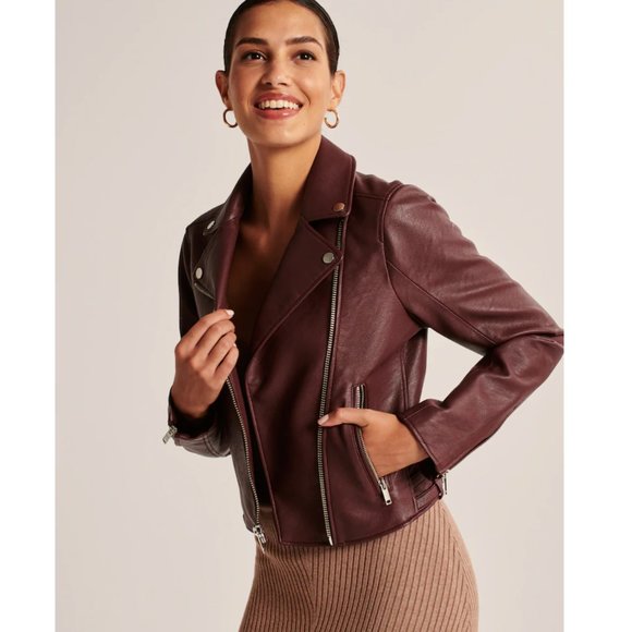 NEW Abercrombie (A&F) Leather Moto Jacket - Picture 2 of 15